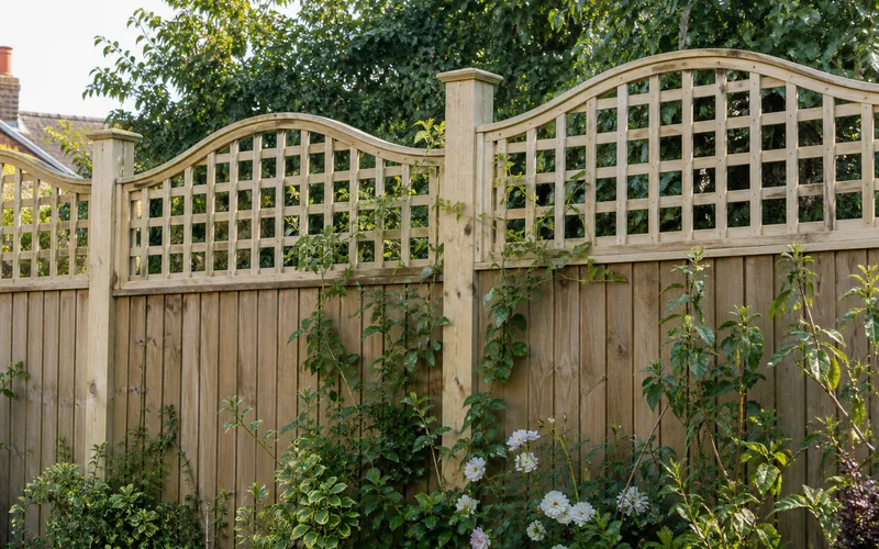Decorative trellis fencing in a Chesterfield garden